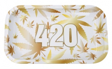 Dreh Tablett Rolling Tray SMALL  420 Gold  ca. 27x16x1cm